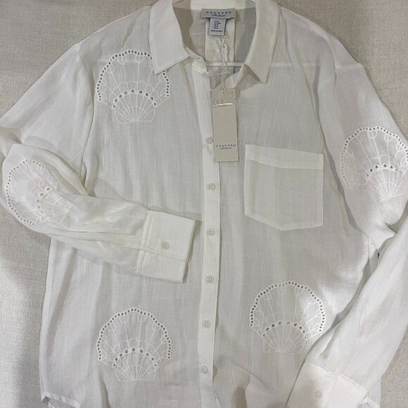 Calypso St. Barth Button Down - Size M - NWT - Seashell Details - Picture 1 of 7